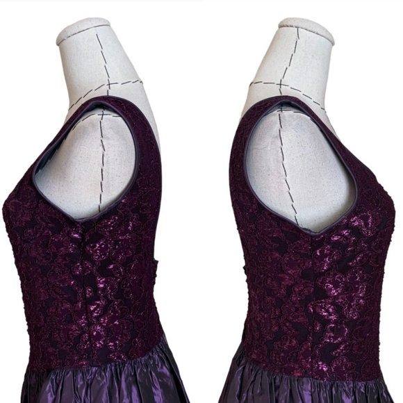 Vintage 90s Jessica McClintock Purple Lace Taffeta Gown Dress Prom Formal S M - Picture 4 of 14